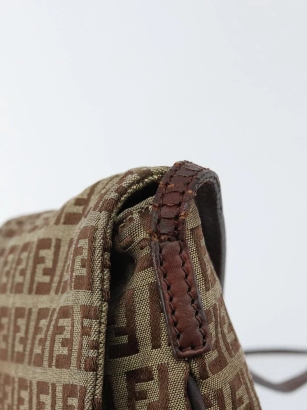 FENDI Zucchino Canvas Mamma Baguette Shoulder Bag Brown Gold Auth gh1492 - Picture 13 of 16